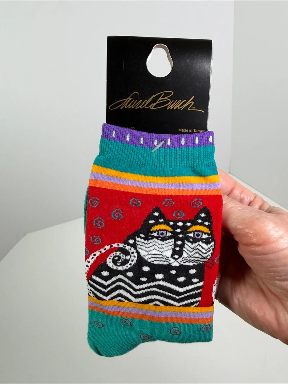 Laurel Burch Vintage Fantastic Felines Cat Crew Socks Artisan Designer Whimsical